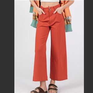 NIP Sage + Fig Cotton Utility Wide-Leg Pants- Cinnamon